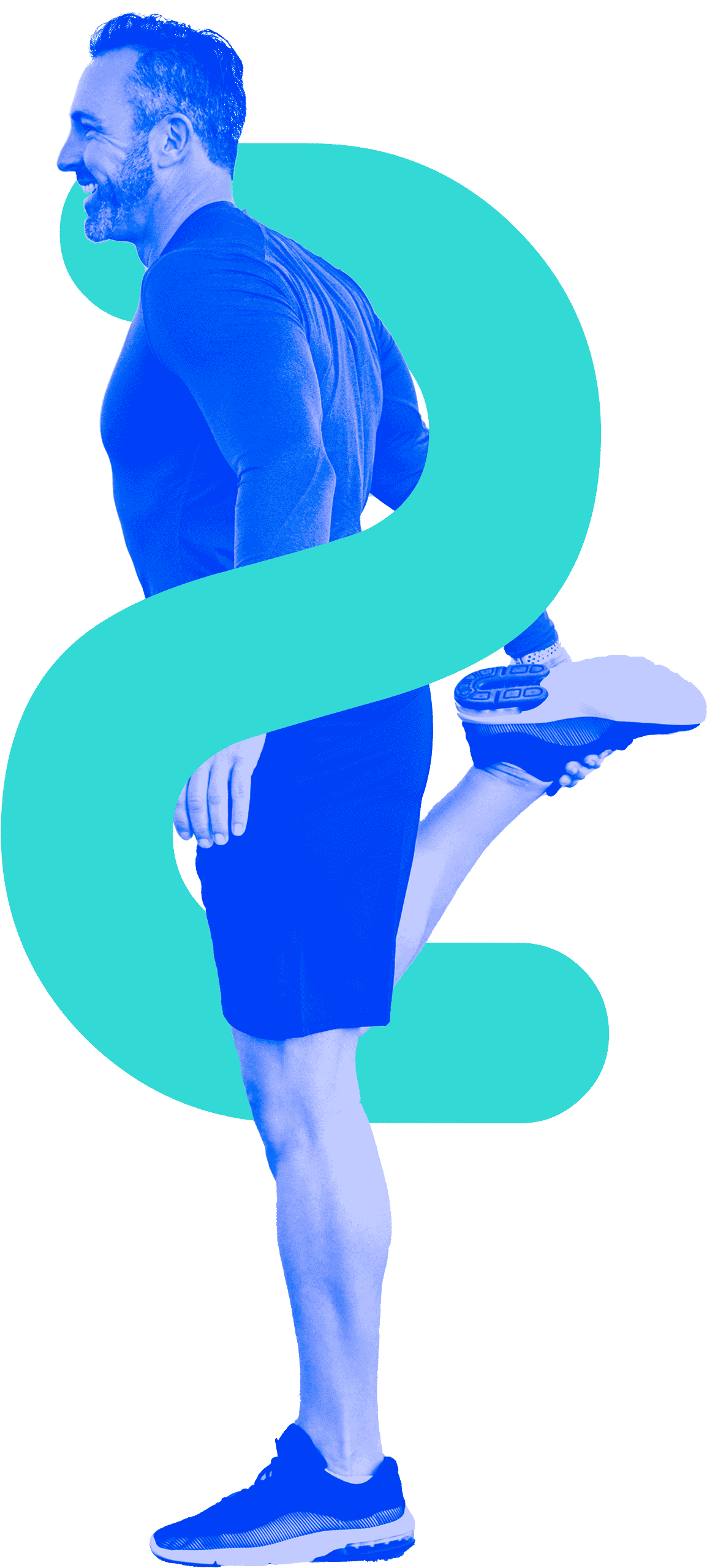 Man stretching with letter "s"