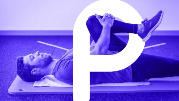 Man stretching and letter "p" for "physiotherapy"